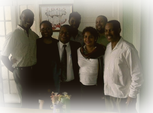 Kadine Reynolds with the Jamaica AIDS Support for Life team and UN Envoy on HIV/AIDS to the Caribbean, Dr. Green
